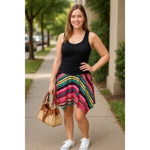 Y2K Vintage HeartSoul Multicolor Handkerchief Skirt – Size L